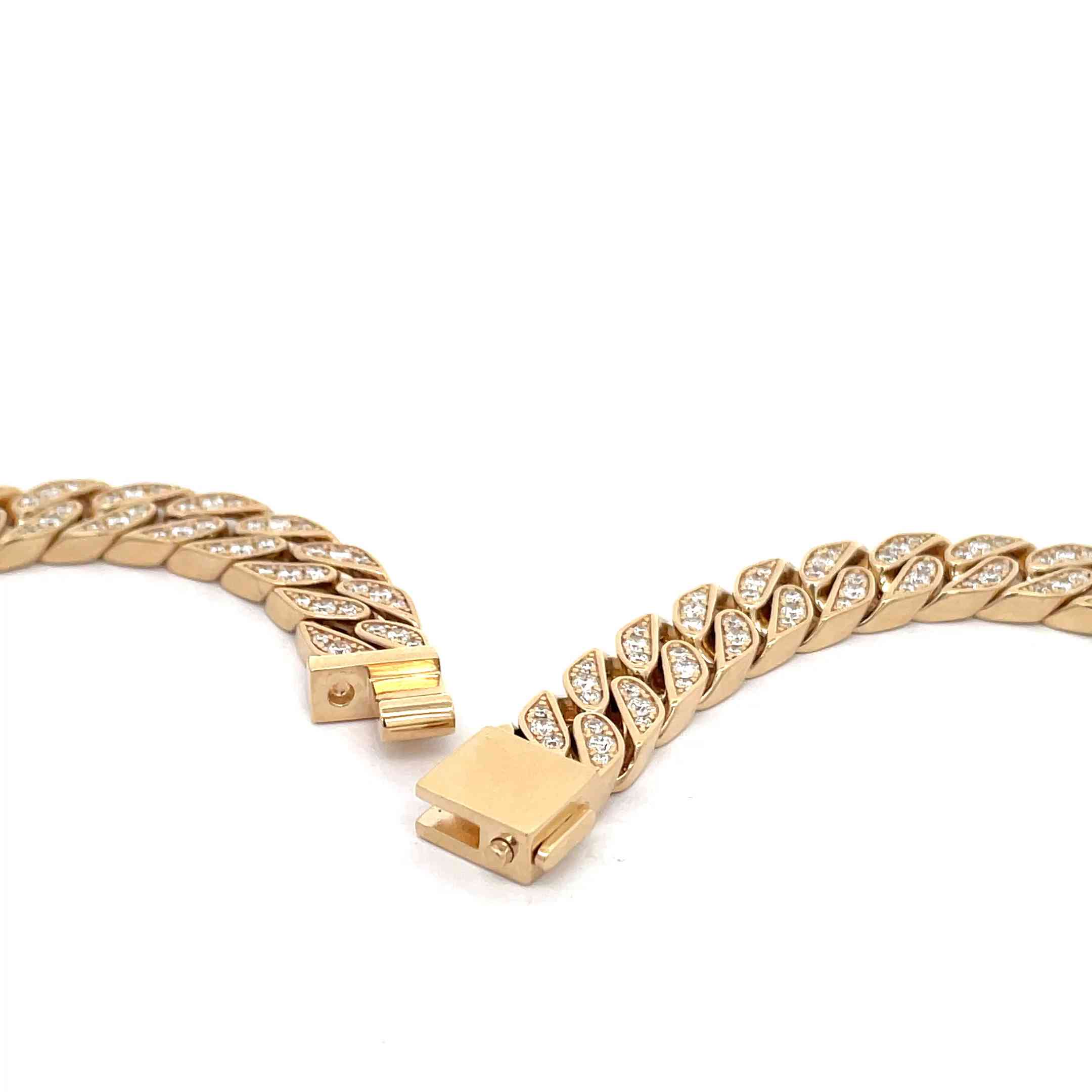 Celoray 14K Solid Gold 8mm Cuban Chain with VVS Lab Diamond Necklace 50cm Celoray 14K Solid Gold 8mm Cuban Chain with VVS Lab Diamond Necklace 50cm
