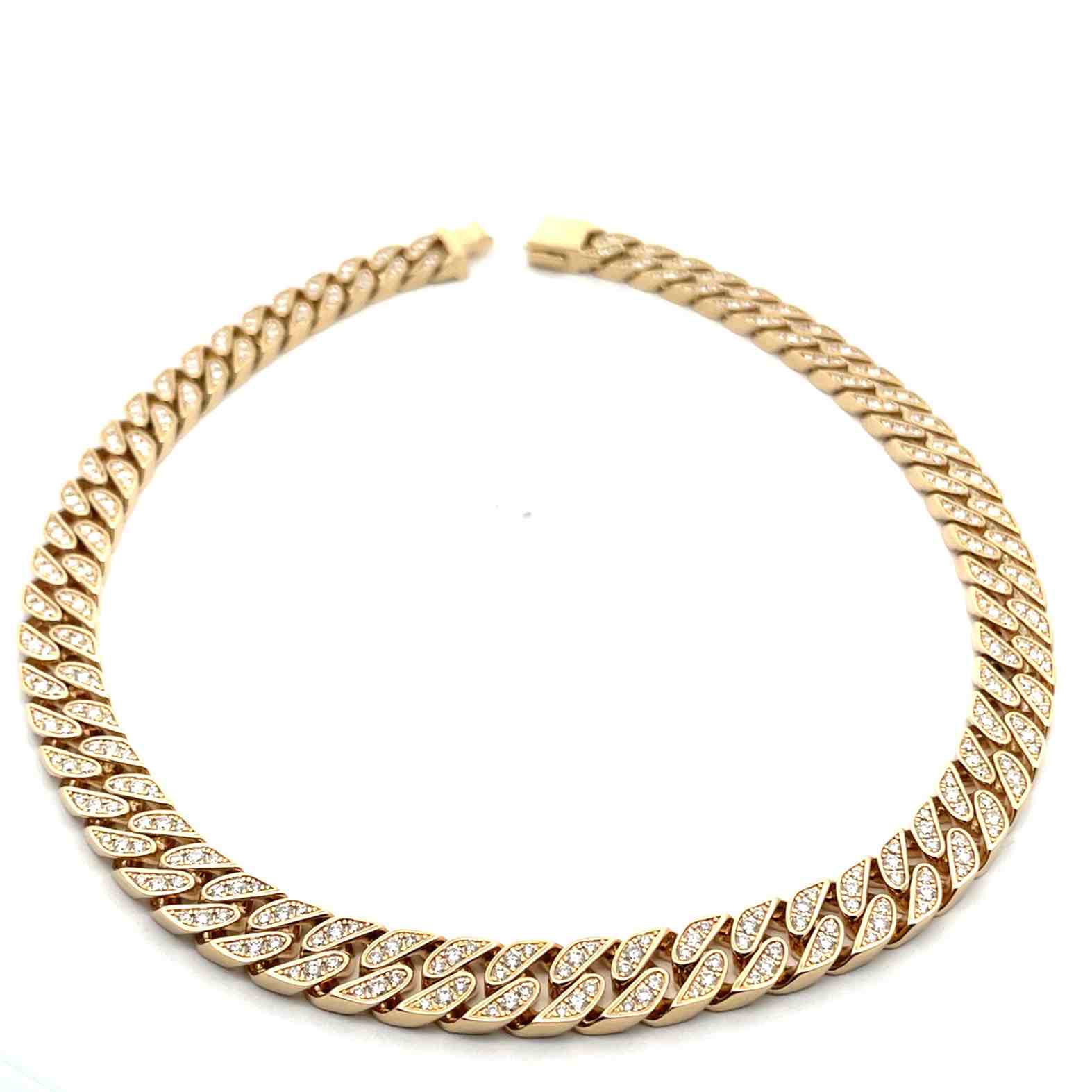 Celoray 14K Solid Gold 8mm Cuban Chain with VVS Lab Diamond Necklace 50cm Celoray 14K Solid Gold 8mm Cuban Chain with VVS Lab Diamond Necklace 50cm