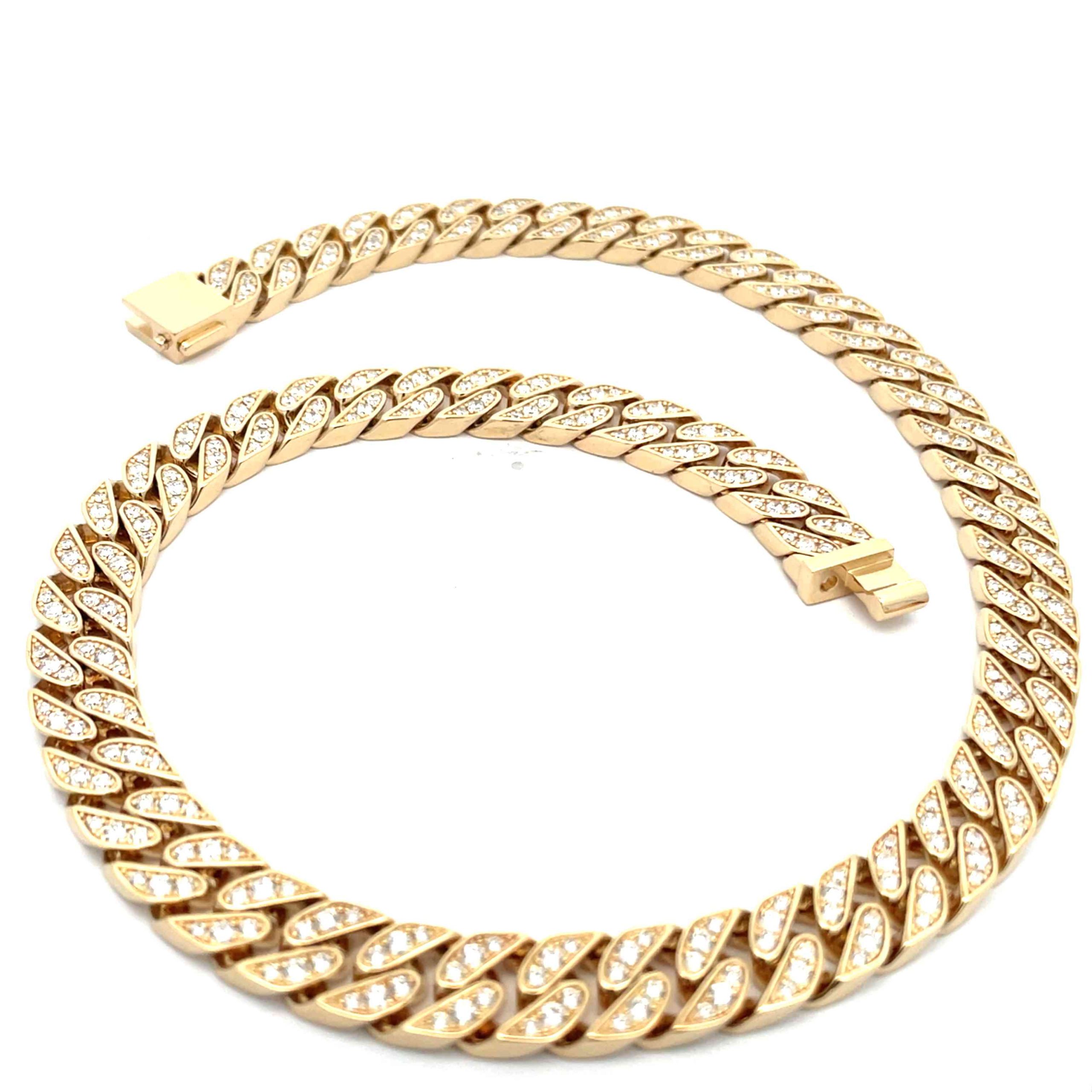 Celoray 14K Solid Gold 8mm Cuban Chain with VVS Lab Diamond Necklace 50cm Celoray 14K Solid Gold 8mm Cuban Chain with VVS Lab Diamond Necklace 50cm