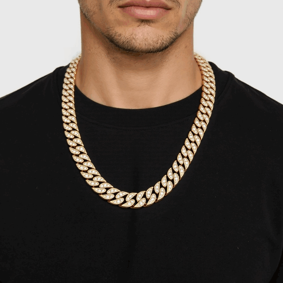Celoray 14K Solid Gold 8mm Cuban Chain with VVS Lab Diamond Necklace 50cm Celoray 14K Solid Gold Cuban Link Chain with VS Lab Diamond Necklace