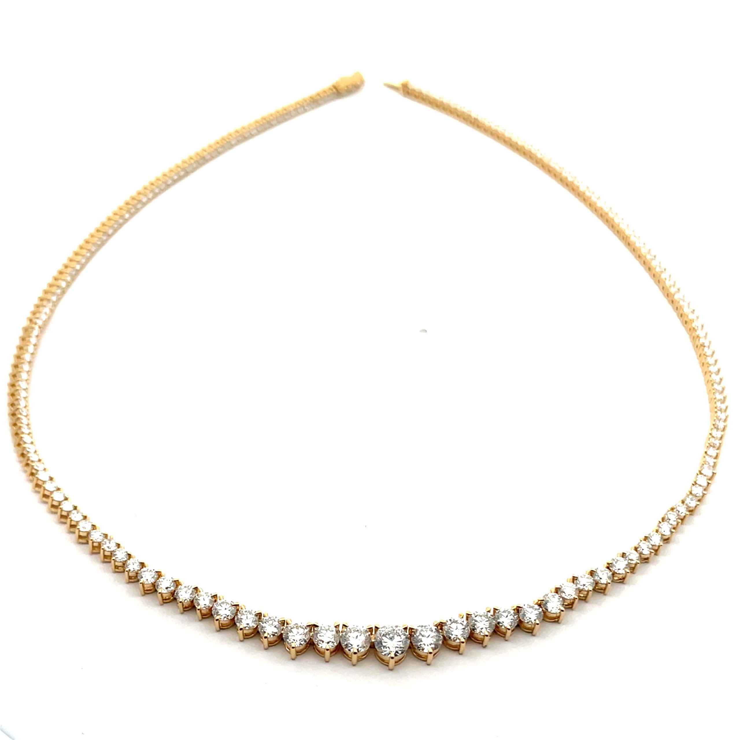 Celoray 18K Yellow Gold VVS 3-Prong Setting Lab Diamond Graduated Tennis Necklace For Women Celoray 18K Yellow Gold VVS 3-Prong Setting Lab Diamond Graduated Tennis Necklace For Women