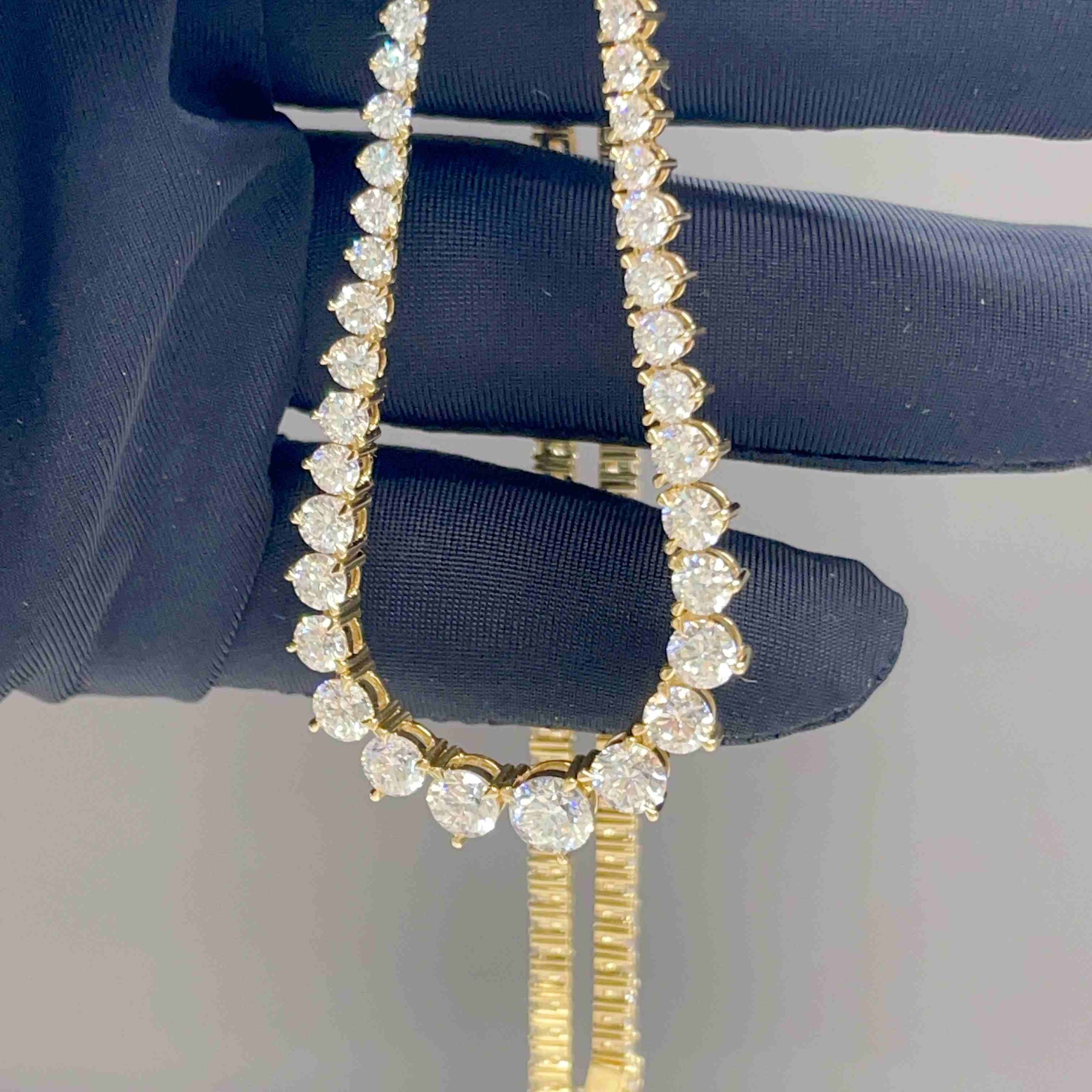 Celoray 18K Yellow Gold VVS 3-Prong Setting Lab Diamond Graduated Tennis Necklace For Women Celoray 18K Yellow Gold VVS 3-Prong Setting Lab Diamond Graduated Tennis Necklace For Women