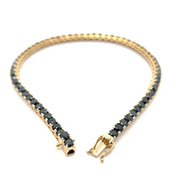 Celoray 18k Gold 8ct VVS Black Lab Diamond Tennis Link Chain Bracelet for Women