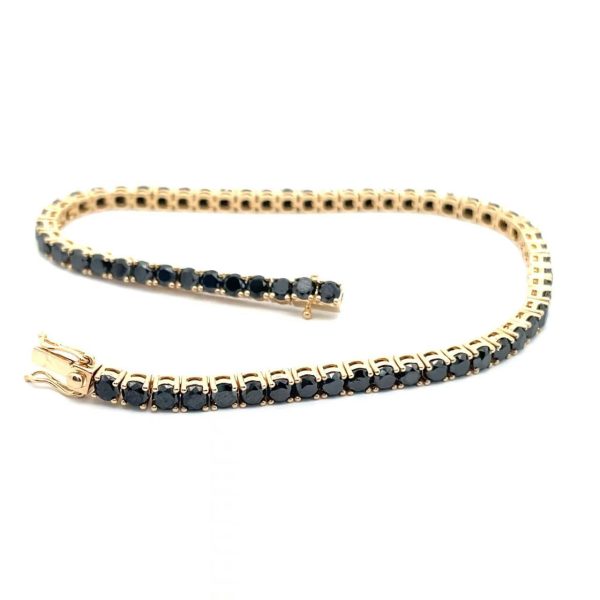 Celoray 18k Gold 8ct VVS Black Lab Diamond Tennis Link Chain Bracelet for Women