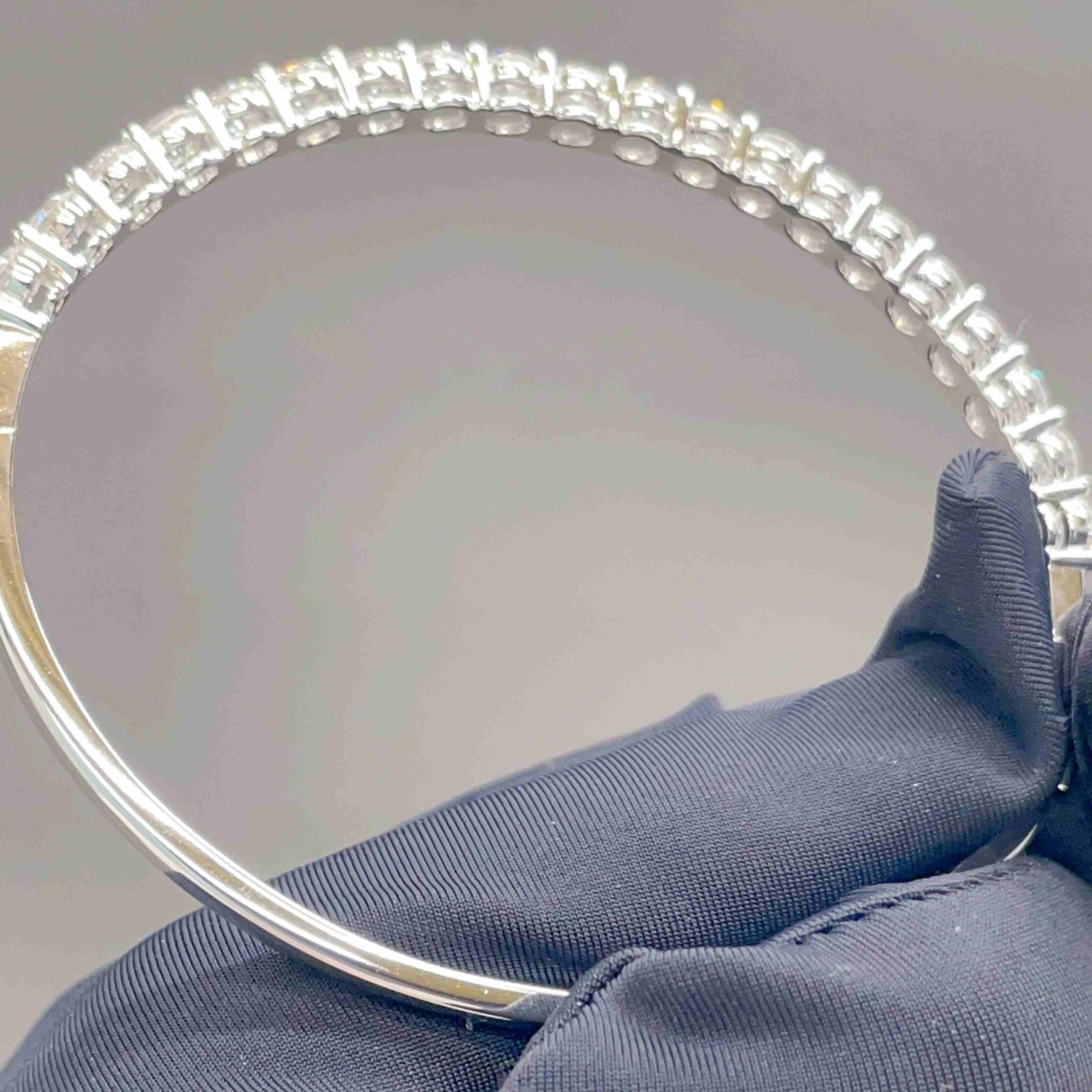 Celoray 9K White Gold 5CT Half Pave Lab Diamond Bangle For Women Celoray 9K White Gold 5CT Half Pave Lab Diamond Bangle For Women