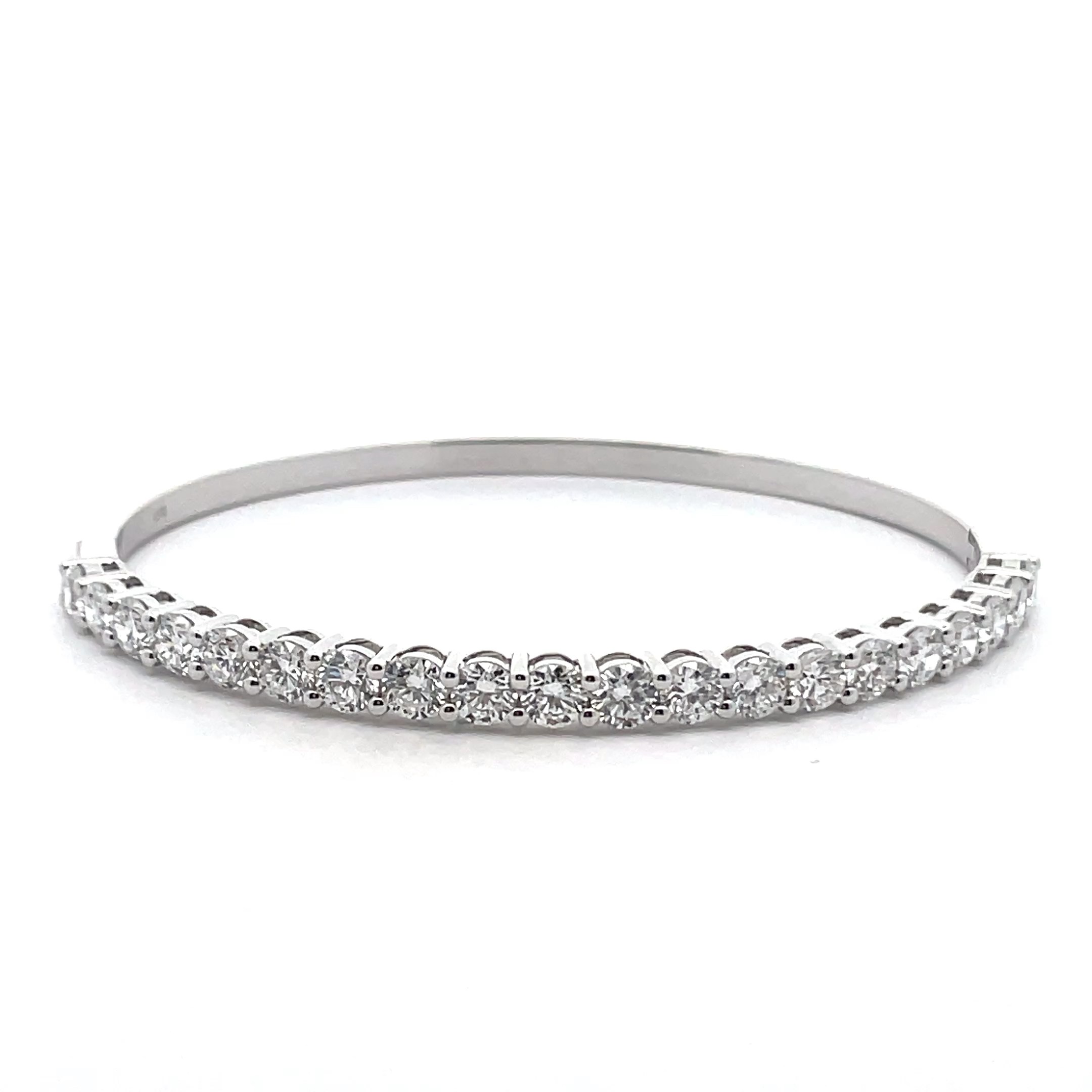 Celoray 9K White Gold 5CT Half Pave Lab Diamond Bangle For Women Celoray 9K White Gold 5CT Half Pave Lab Diamond Bangle For Women