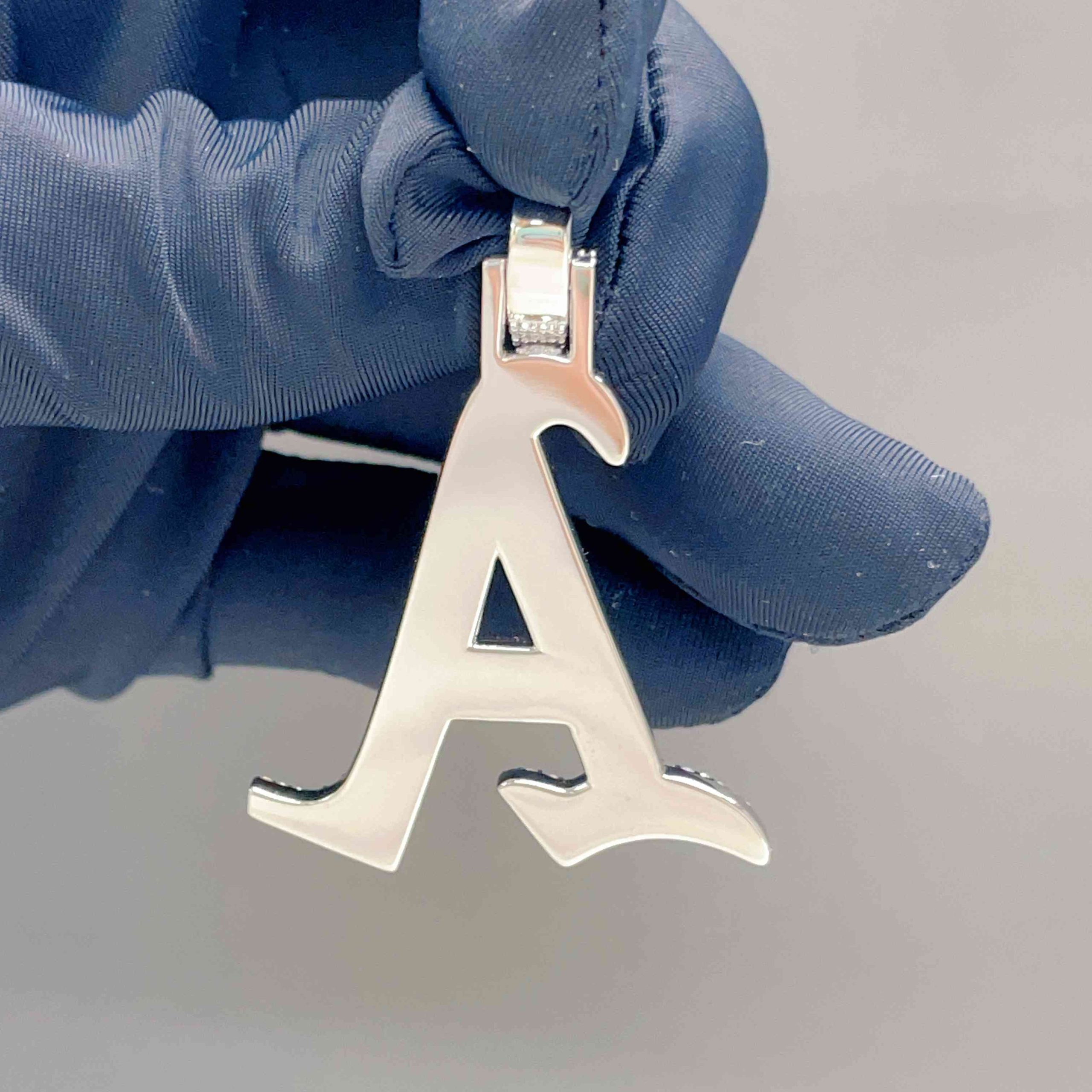 Celoray Customized 9K White Gold Fancy Initial Letter A With Full Diamonds Celoray Customized 9K White Gold Fancy Initial Letter A With Full Diamonds