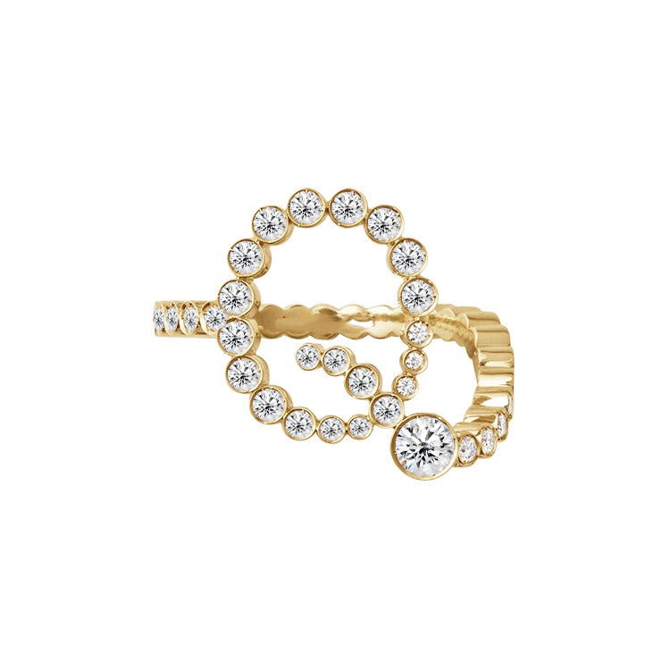 Celoray Customized 14K Yellow Gold Ring Letter Q With VS full lab diamond Celoray Customized 14K Yellow Gold Ring Letter Q With VS full lab diamond