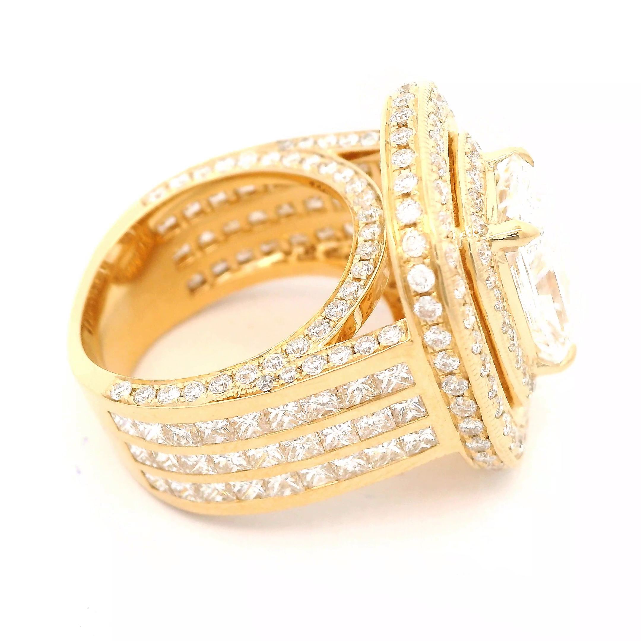 Celoray Custom 18K Yellow Gold 3.5ct Radiant Cut VS Lab Diamond Ring D/VVS 3.5ct radiant cut diamond cluster setting for men