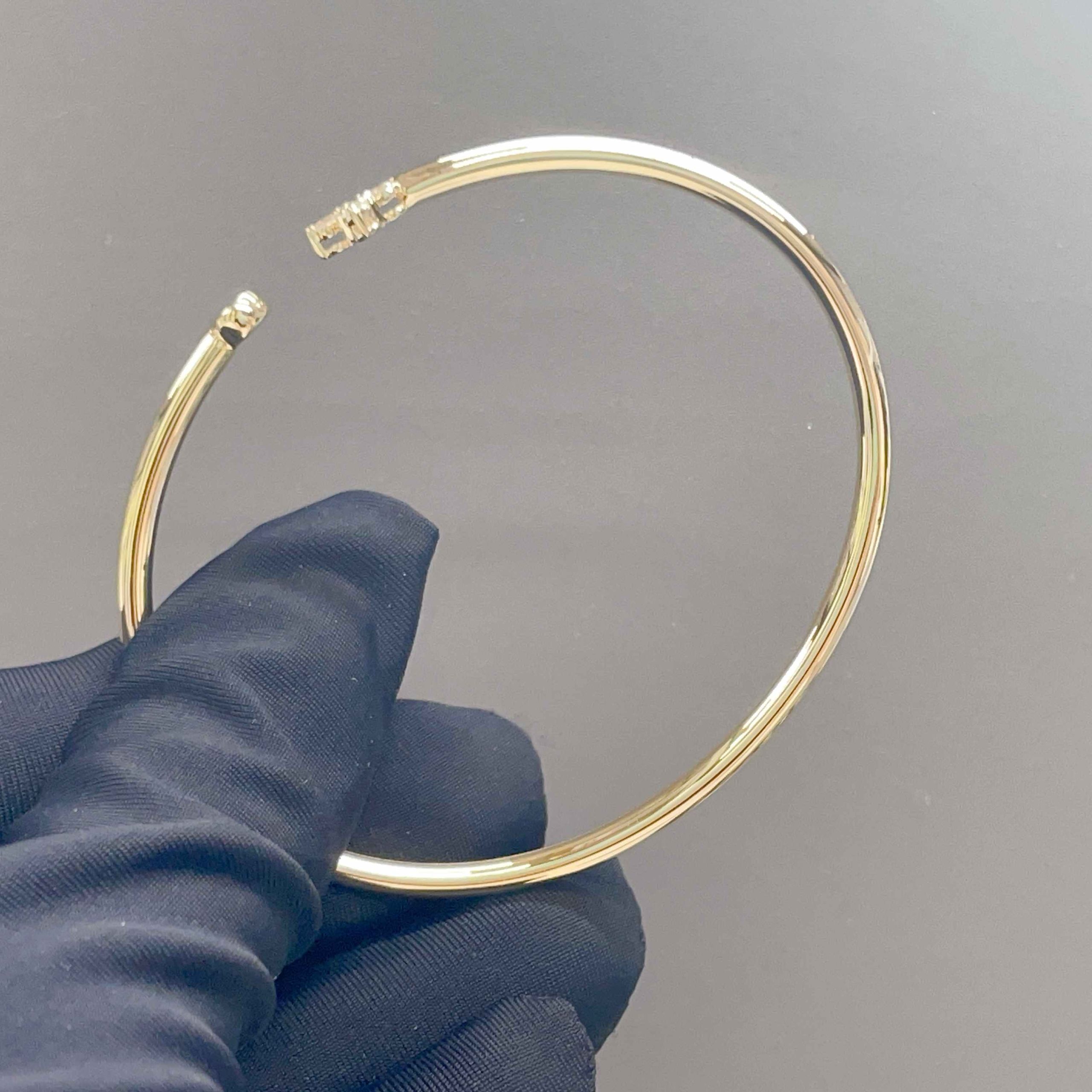 Celoray Customized 14K Yellow Gold Hollow Cross Bracelet VS Lab Diamond Bangle Celoray Customized 14K Yellow Gold Hollow Cross Bracelet VS Lab Diamond Bangle