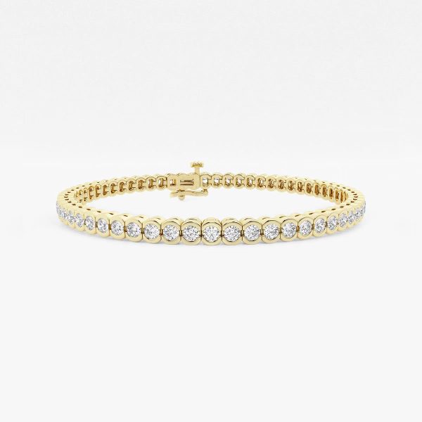 Celoray 14K Solid Gold 4ctw Round Lab Grown Diamond Tennis Bracelet Bezel Setting