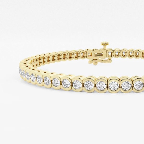 Celoray 14K Solid Gold 4ctw Round Lab Grown Diamond Tennis Bracelet Bezel Setting