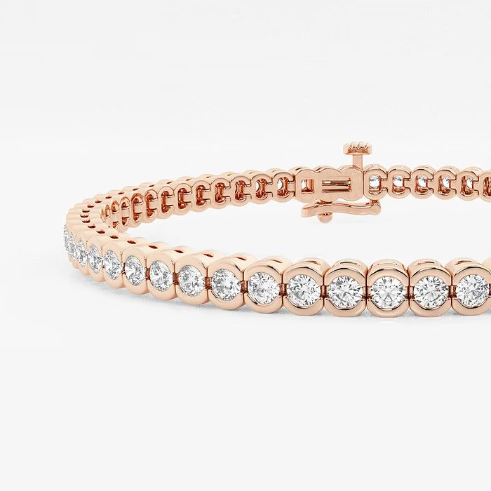 Celoray 14K Solid Gold 5ctw Round Lab Grown Diamond Tennis Bracelet Bezel Setting Celoray 14K Solid Gold 5ctw Round Lab Grown Diamond Tennis Bracelet Bezel Setting