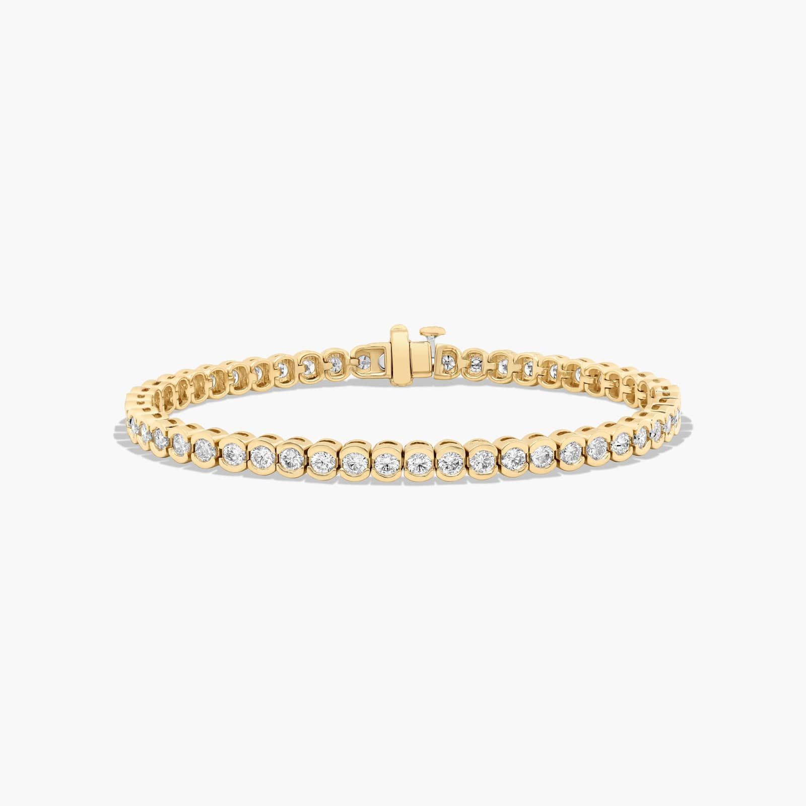 DB250730O (3) Celoray 5ctw Round Lab Grown Diamond Half Bezel Tennis Bracelet In 14K Solid Gold
