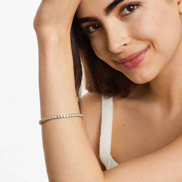 Celoray 7ctw Round Lab Grown Diamond Half Bezel Tennis Bracelet In 14K Solid Gold