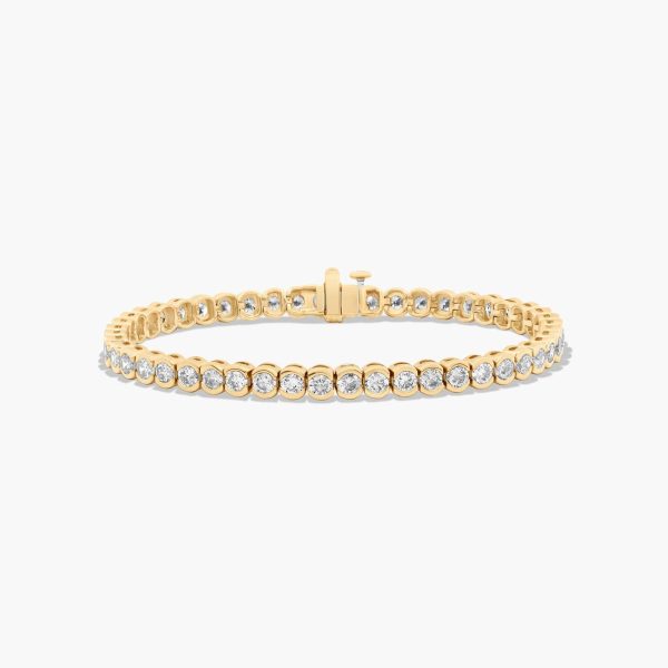Celoray 7ctw Round Lab Grown Diamond Half Bezel Tennis Bracelet In 14K Solid Gold