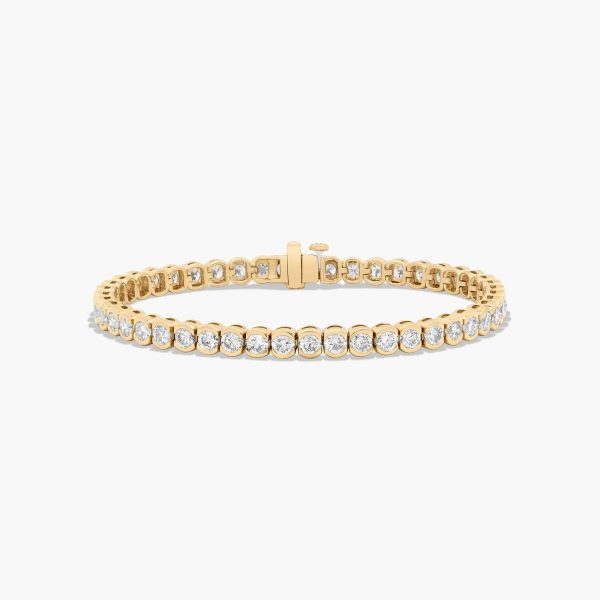 Celoray 14K Solid Gold 8ctw Round Lab Grown Diamond Tennis Bracelet Bezel Setting