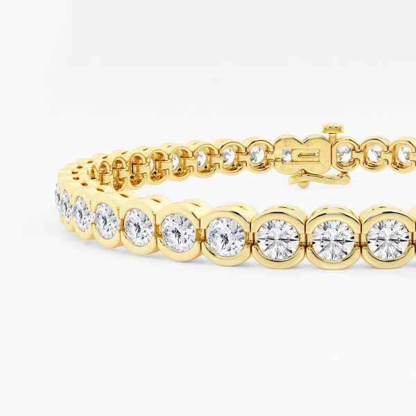 Celoray 14K Solid Gold 10ctw Round Lab Grown Diamond Tennis Bracelet Bezel Setting