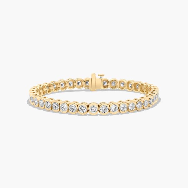 Celoray 14K Solid Gold 10ctw Round Lab Grown Diamond Tennis Bracelet Bezel Setting