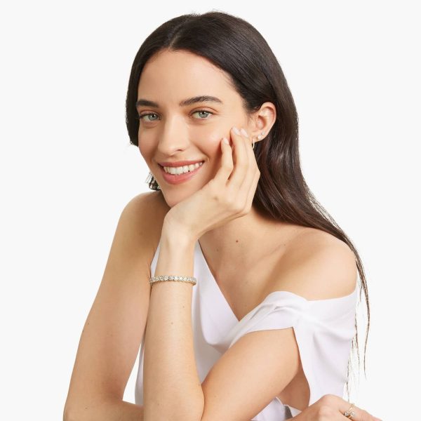 Celoray 14K Solid Gold 15ctw Round Lab Grown Diamond Tennis Bracelet Bezel Setting