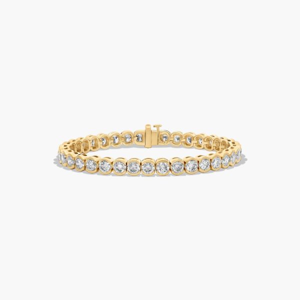 Celoray 14K Solid Gold 15ctw Round Lab Grown Diamond Tennis Bracelet Bezel Setting