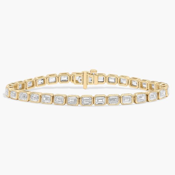 Celoray 14K Solid Gold 8ctw Emerald Diamond Tennis Bracelet Bezel Setting