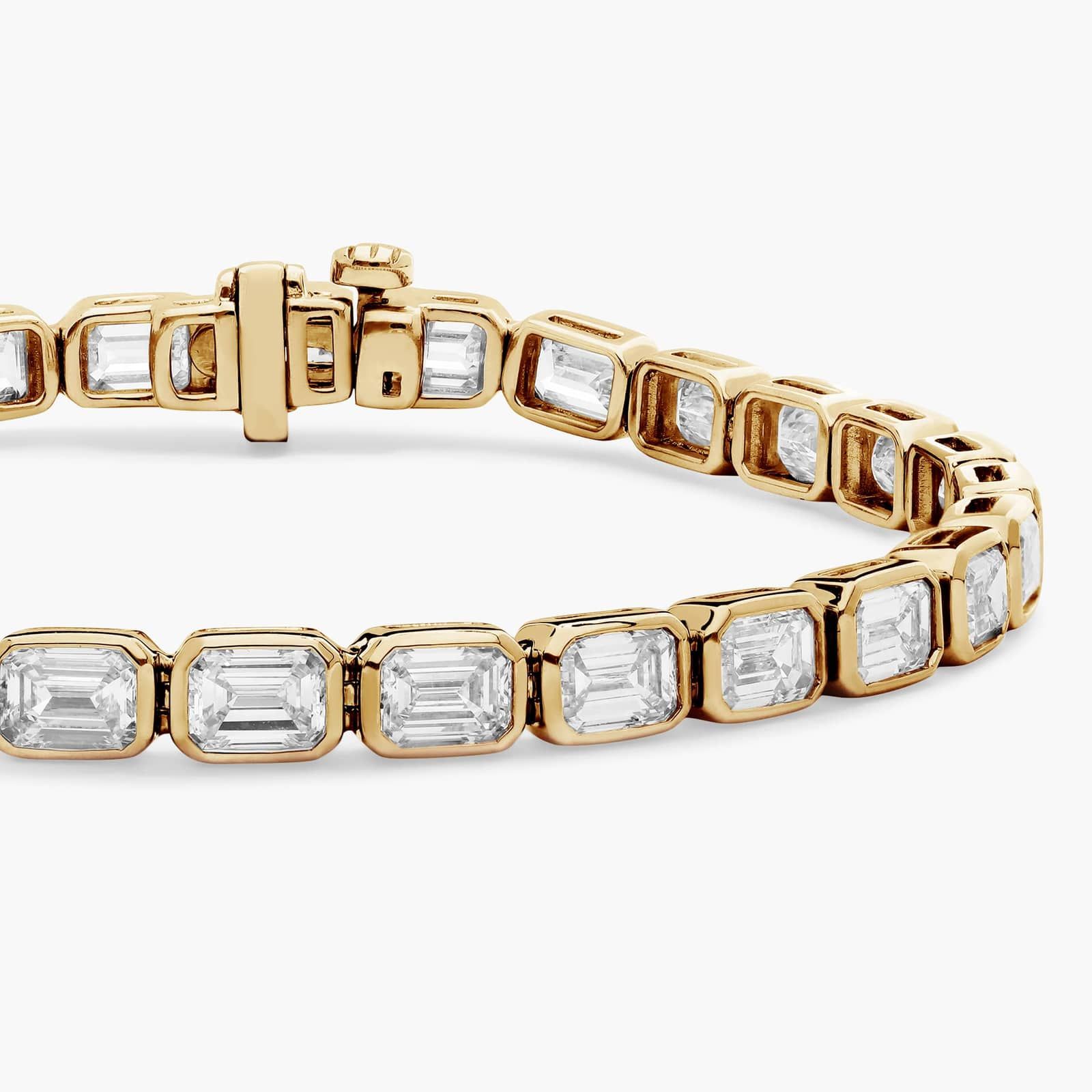 Celoray 12ctw Emerald Diamond Half Bezel Tennis Bracelet In 14K Solid Gold Celoray 12ctw Emerald Diamond Half Bezel Tennis Bracelet In 14K Solid Gold