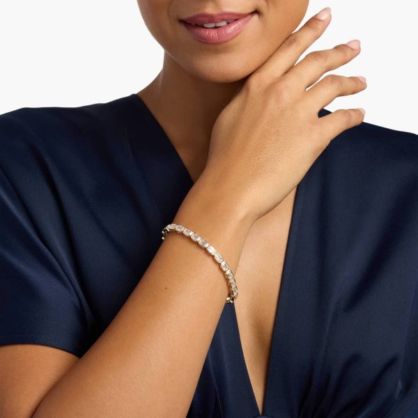 Celoray 14K Solid Gold 15ctw Emerald Diamond Tennis Bracelet Bezel Setting