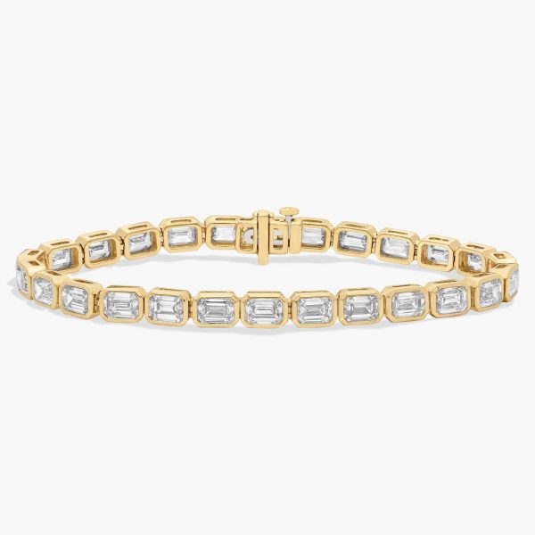 Celoray 14K Solid Gold 15ctw Emerald Diamond Tennis Bracelet Bezel Setting