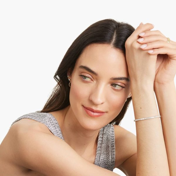 Celoray 14K Solid Gold 5ctw Emerald Cut Diamond Tennis Bracelet Prong Setting