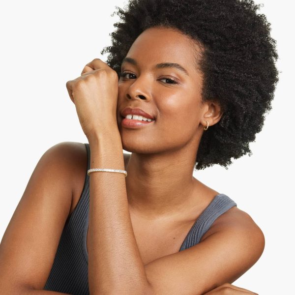 Celoray 14K Solid Gold 8ctw Emerald Cut Diamond Tennis Bracelet Prong Setting