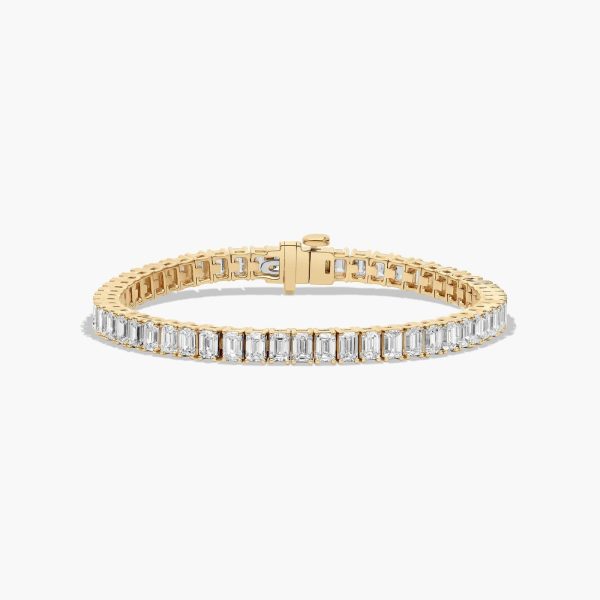 Celoray 14K Solid Gold 8ctw Emerald Cut Diamond Tennis Bracelet Prong Setting