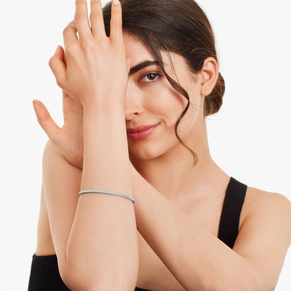 Celoray 14K Solid Gold 5ctw Princess Diamond Tennis Bracelet Prong Setting