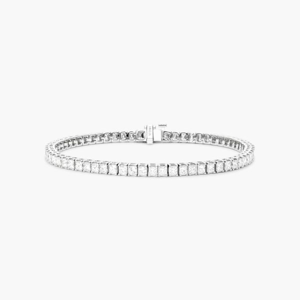 Celoray 14K Solid Gold 7ctw Princess Diamond Tennis Bracelet Prong Setting
