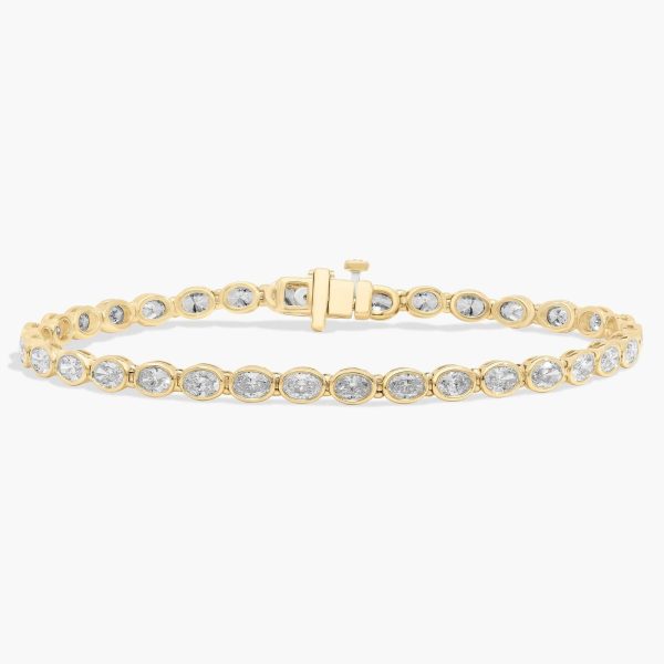 Celoray 14K Solid Gold 5ctw Oval Diamond Tennis Bracelet Bezel Setting