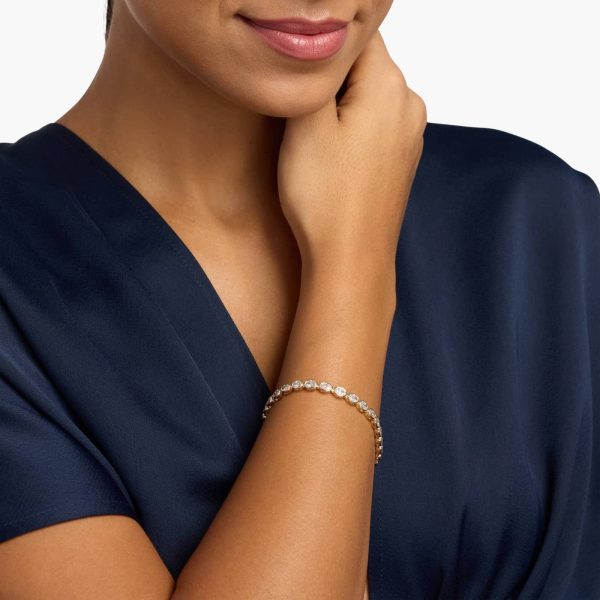 Celoray 14K Solid Gold 8ctw Oval Diamond Tennis Bracelet Bezel Setting