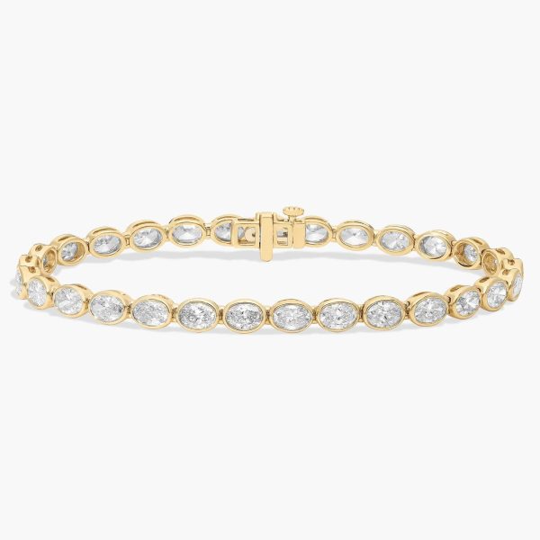 Celoray 14K Solid Gold 8ctw Oval Diamond Tennis Bracelet Bezel Setting