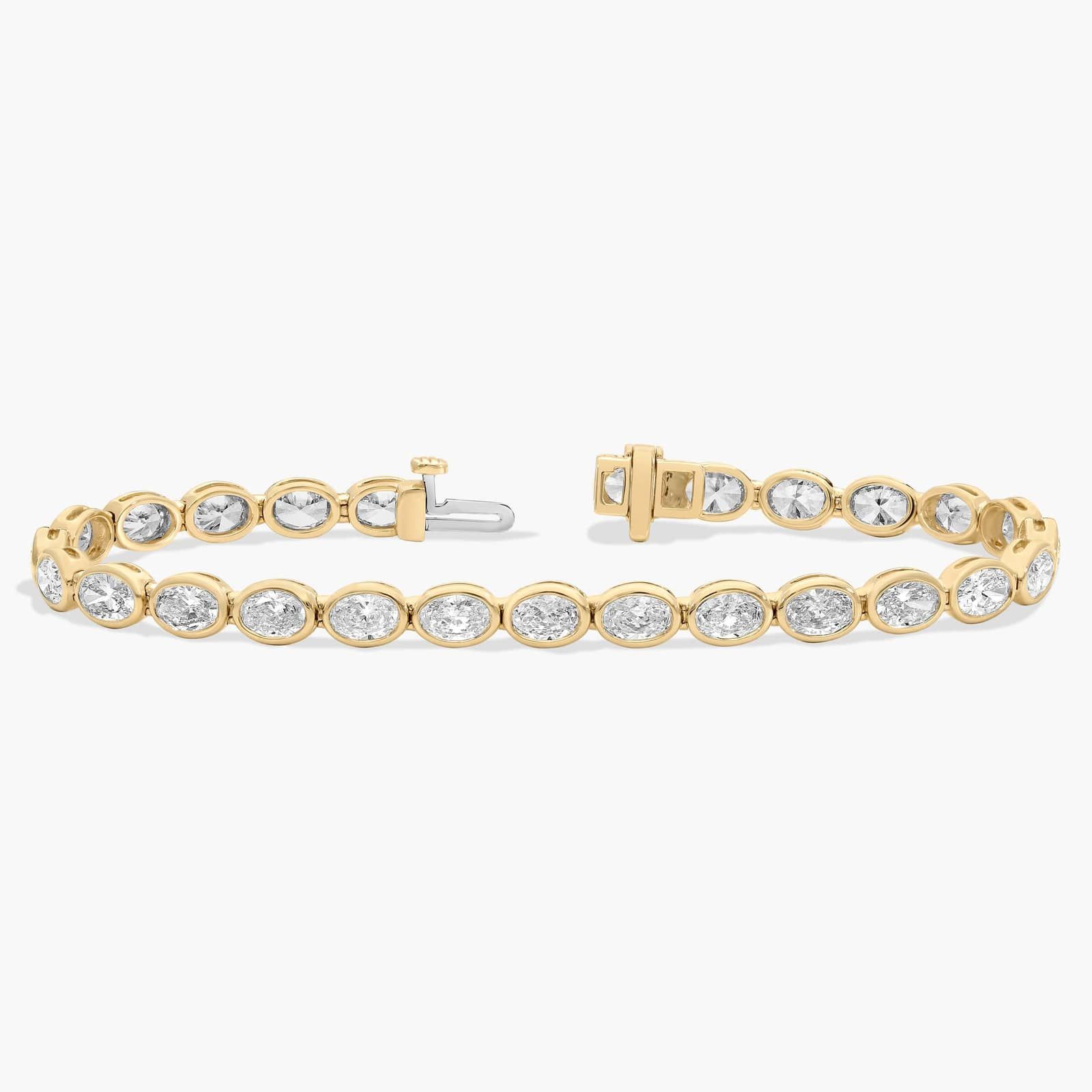 Celoray 14K Solid Gold 10ctw Oval Diamond Tennis Bracelet Bezel Setting Celoray 14K Solid Gold 10ctw Oval Diamond Tennis Bracelet Bezel Setting