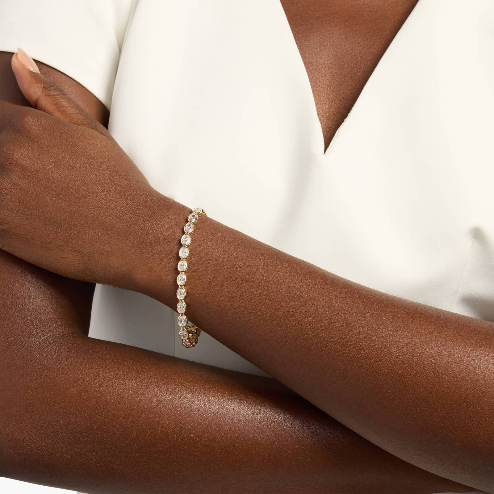 Celoray 14K Solid Gold 10ctw Oval Diamond Tennis Bracelet Bezel Setting Celoray 14K Solid Gold 10ctw Oval Diamond Tennis Bracelet Bezel Setting