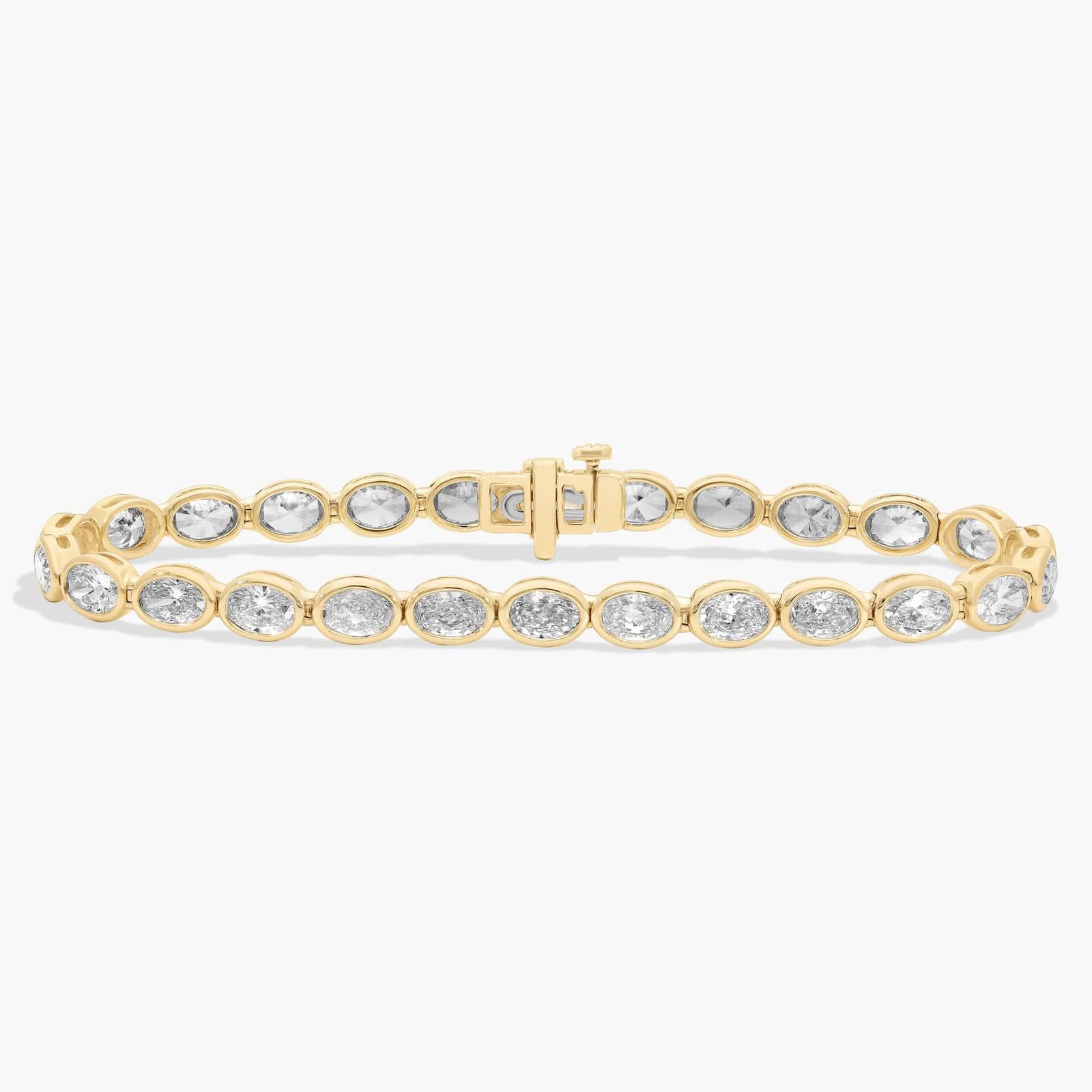 Celoray 14K Solid Gold 10ctw Oval Diamond Tennis Bracelet Bezel Setting Celoray 14K Solid Gold 10ctw Oval Diamond Tennis Bracelet Bezel Setting