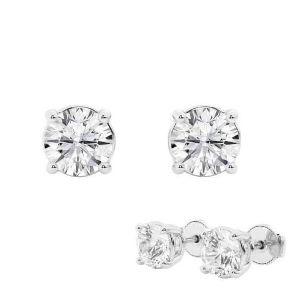 Celoray Customized Round Solitaire Earstuds VS Lab Diamond Earrings In 18k Solid Gold