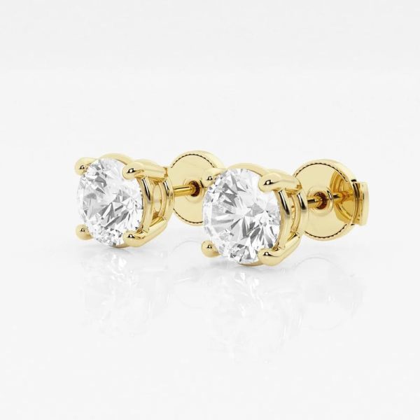 Celoray Customized Round Solitaire Earstuds VS Lab Diamond Earrings In 18k Solid Gold