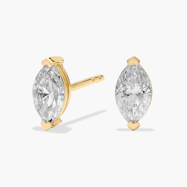 Celoray Customized Marquise Solitaire Earstuds VS Lab Diamond Earrings In 18k Solid Gold