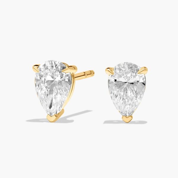 Celoray Customized Pear Solitaire Earstuds VS Lab Diamond Earrings In 18k Solid Gold