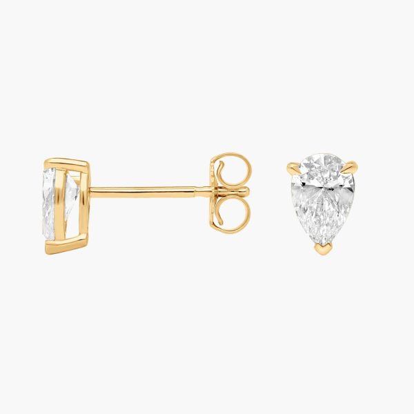 Celoray Customized Pear Solitaire Earstuds VS Lab Diamond Earrings In 18k Solid Gold
