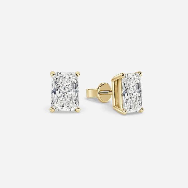 Celoray Customized Radiant Solitaire Earstuds VS Lab Diamond Earrings In 18k Solid Gold