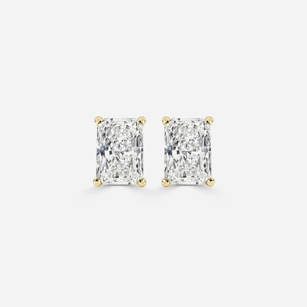 Celoray Customized Radiant Solitaire Earstuds VS Lab Diamond Earrings In 18k Solid Gold