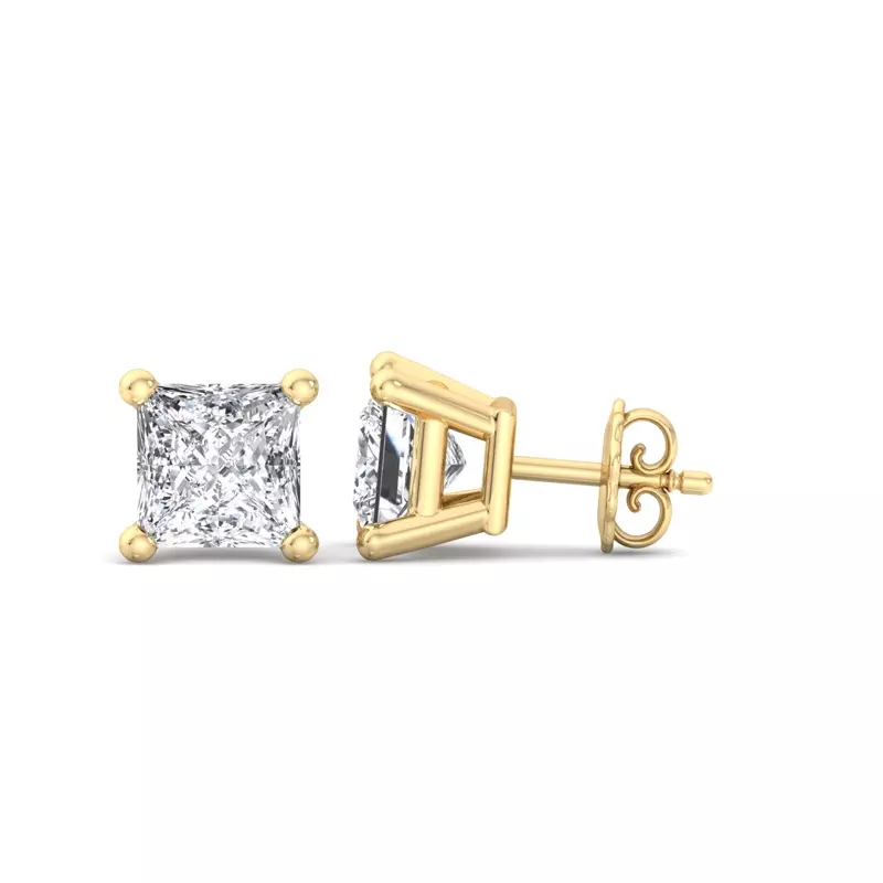 Celoray Customized Princess Solitaire Earstuds VS Lab Diamond Earrings In 18k Solid Gold Celoray Customized Princess Solitaire Earstuds VS Lab Diamond Earrings In 18k Solid Gold