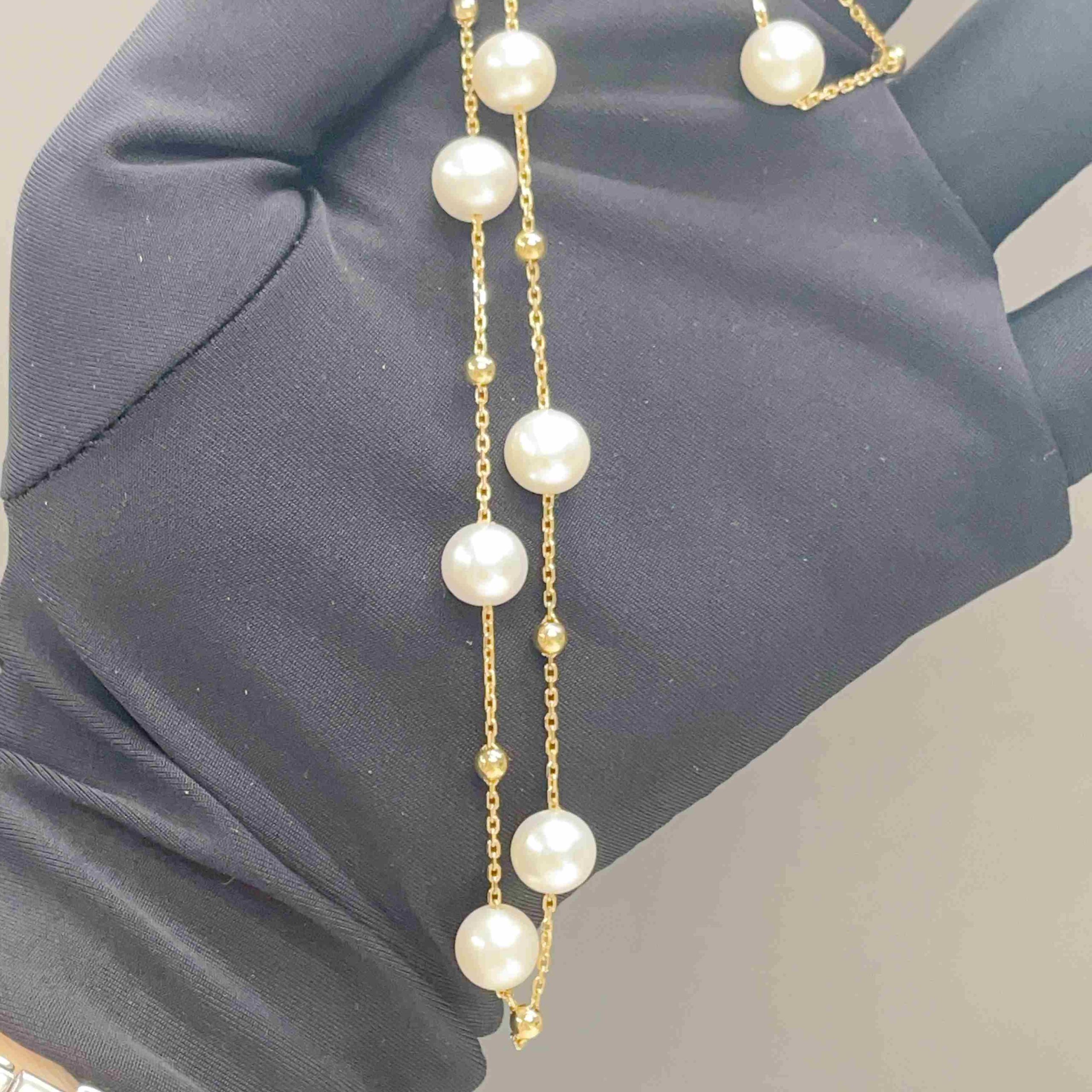 Celoray 18K Yellow Gold 7mm -8mm Freshwater Pearls Beaded Chain Necklace Celoray 18K Yellow Gold 7mm -8mm Freshwater Pearls Beaded Chain Necklace