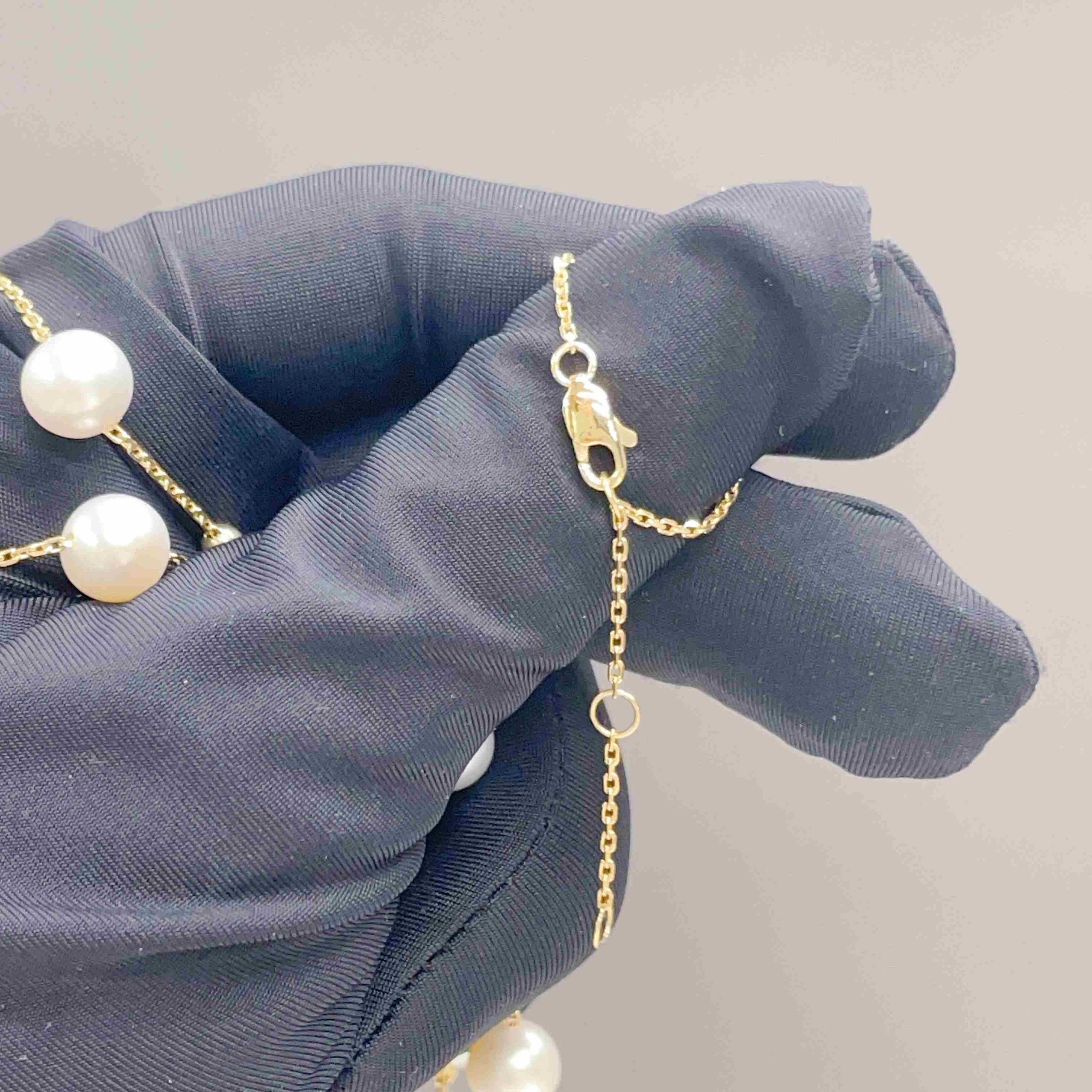 Celoray 18K Yellow Gold 7mm -8mm Freshwater Pearls Beaded Chain Necklace Celoray 18K Yellow Gold 7mm -8mm Freshwater Pearls Beaded Chain Necklace